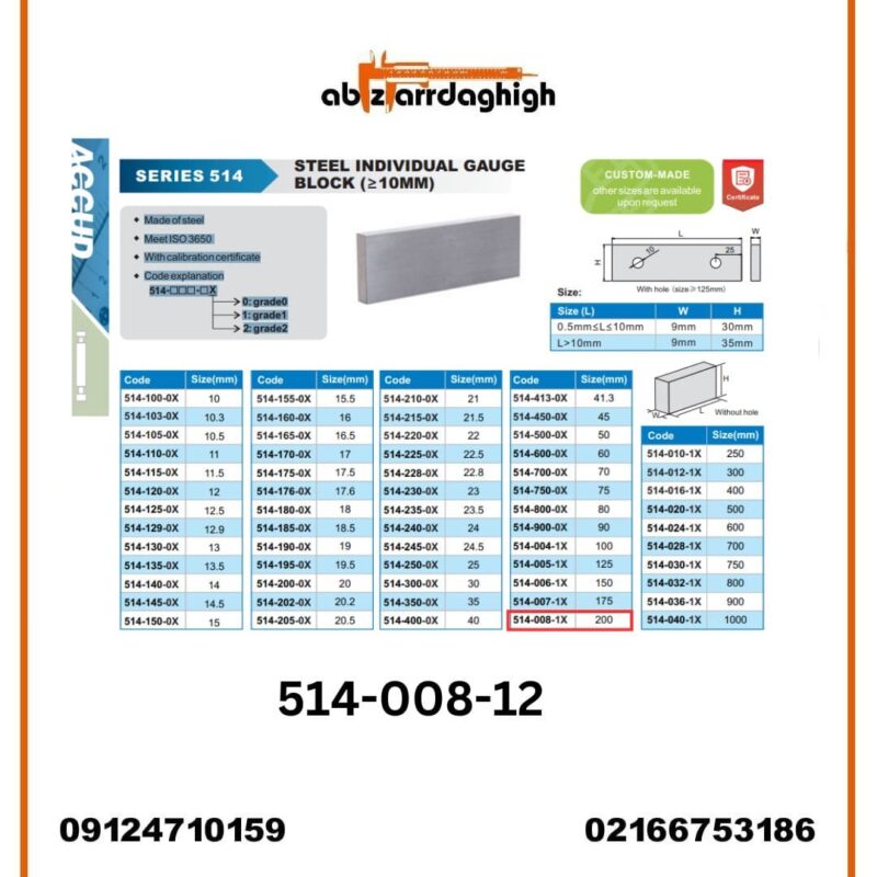 گیج بلوک آکاد مدل 12-008-514