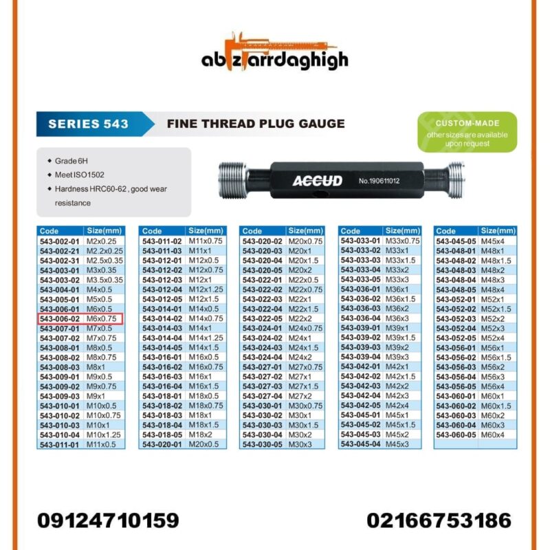 گیج رزوه‌ ای توپی برو نرو آکاد مدل 02-006-543