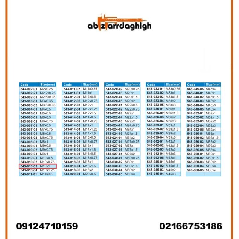 گیج رزوه‌ ای توپی برو نرو آکاد مدل 03-010-543