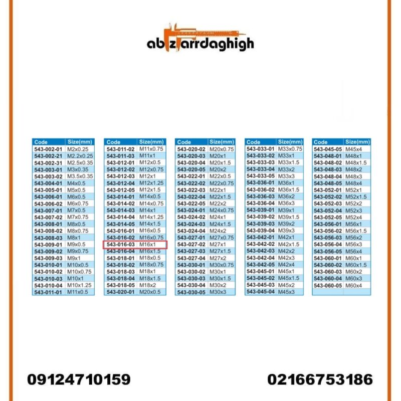 گیج رزوه‌ای توپی برو نرو آکاد مدل 03-016-543