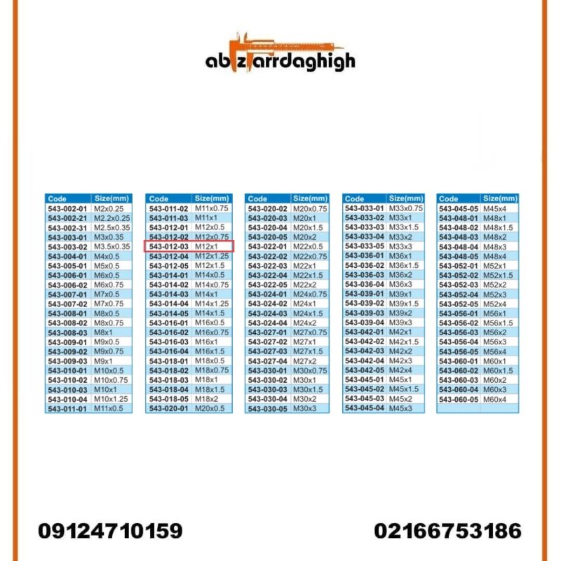 گیج رزوه‌ ای توپی برو نرو آکاد مدل 03-012-543