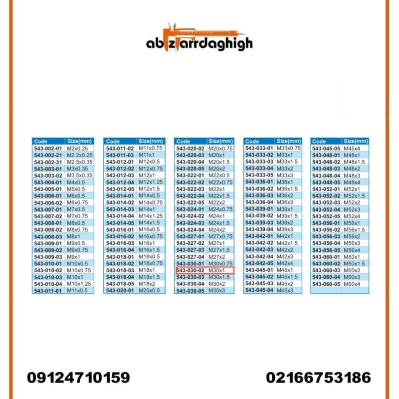 گیج رزوه‌ ای توپی برو نرو آکاد مدل 02-030-543