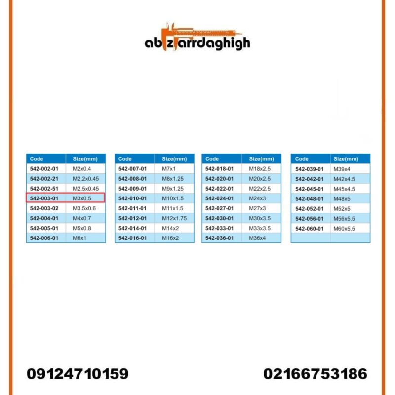 گیج رزوه‌ ای توپی برو نرو آکاد مدل 01-003-542