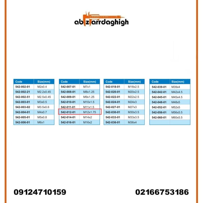 گیج رزوه‌ ای توپی برو نرو آکاد مدل 01-012-542