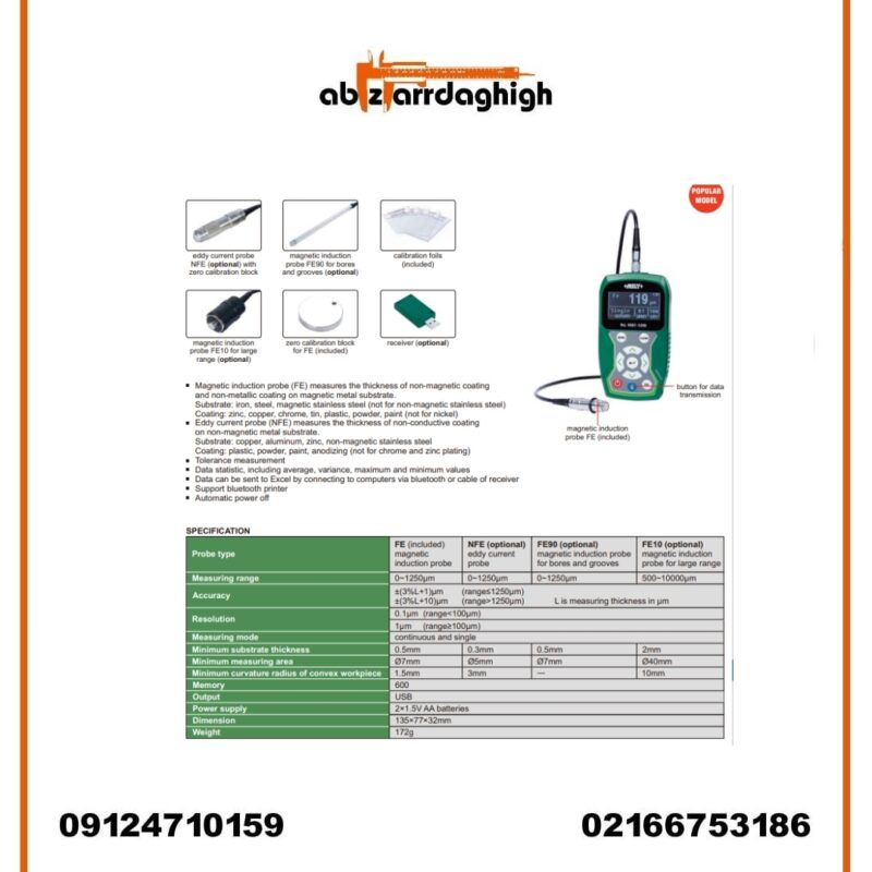 ضخامت سنج و پوشش اینسایز مدل 1200-9501